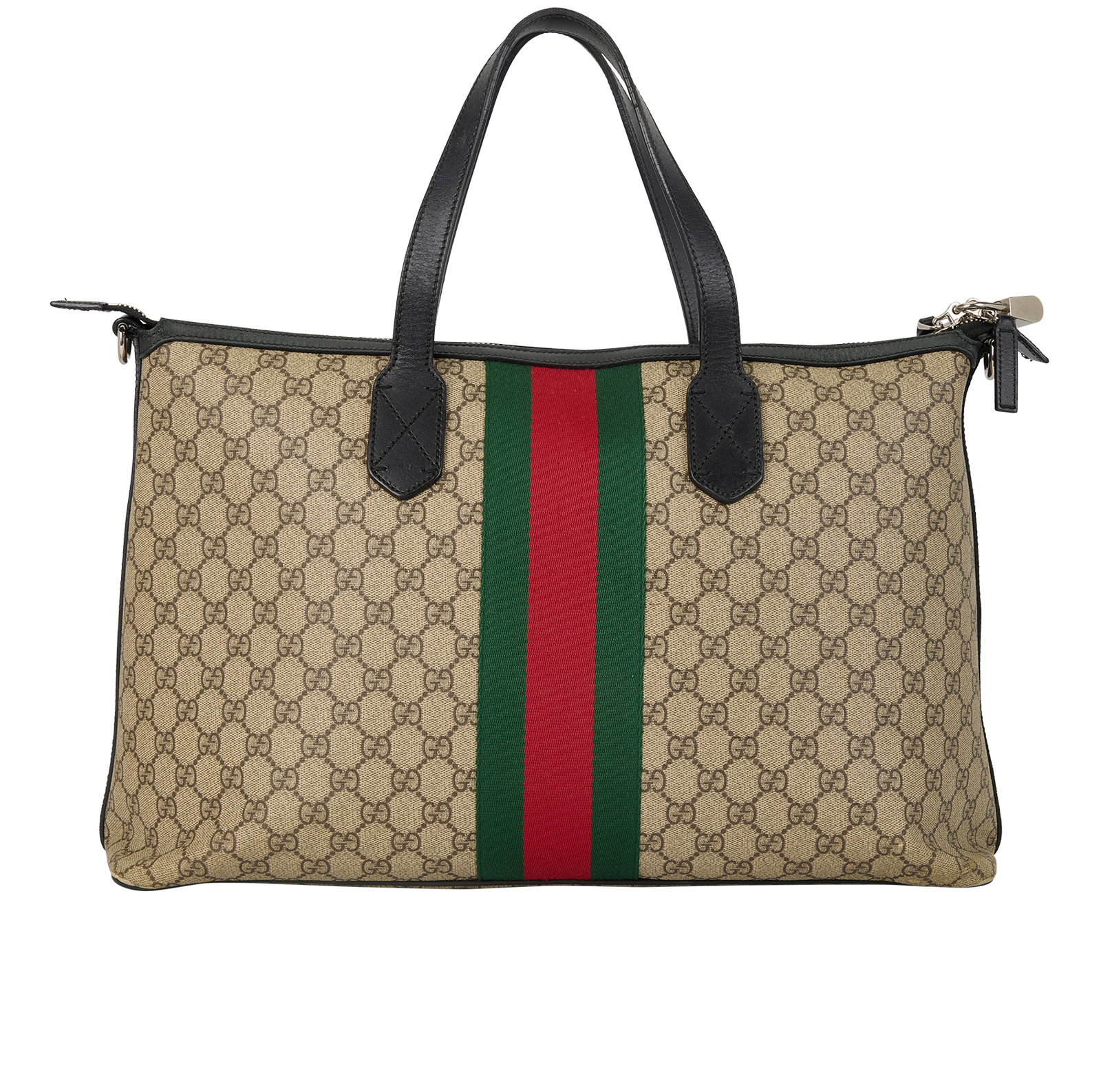 GG Web Weekender, &pound;695, Handbags, Black/Brown, Canvas, Back view